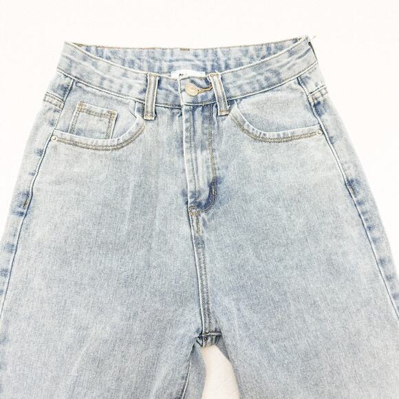 Princess Polly Light Wash Denim Mom Jeans Raw Hem Size 0 - Picture 4 of 8